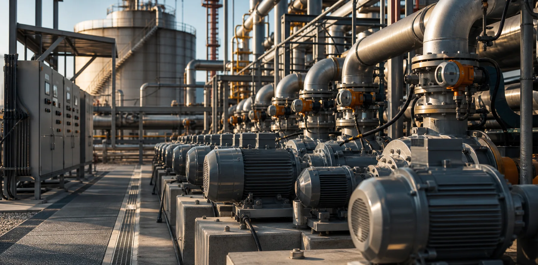 Industrial plant pumps, pipes and utility infrastructure