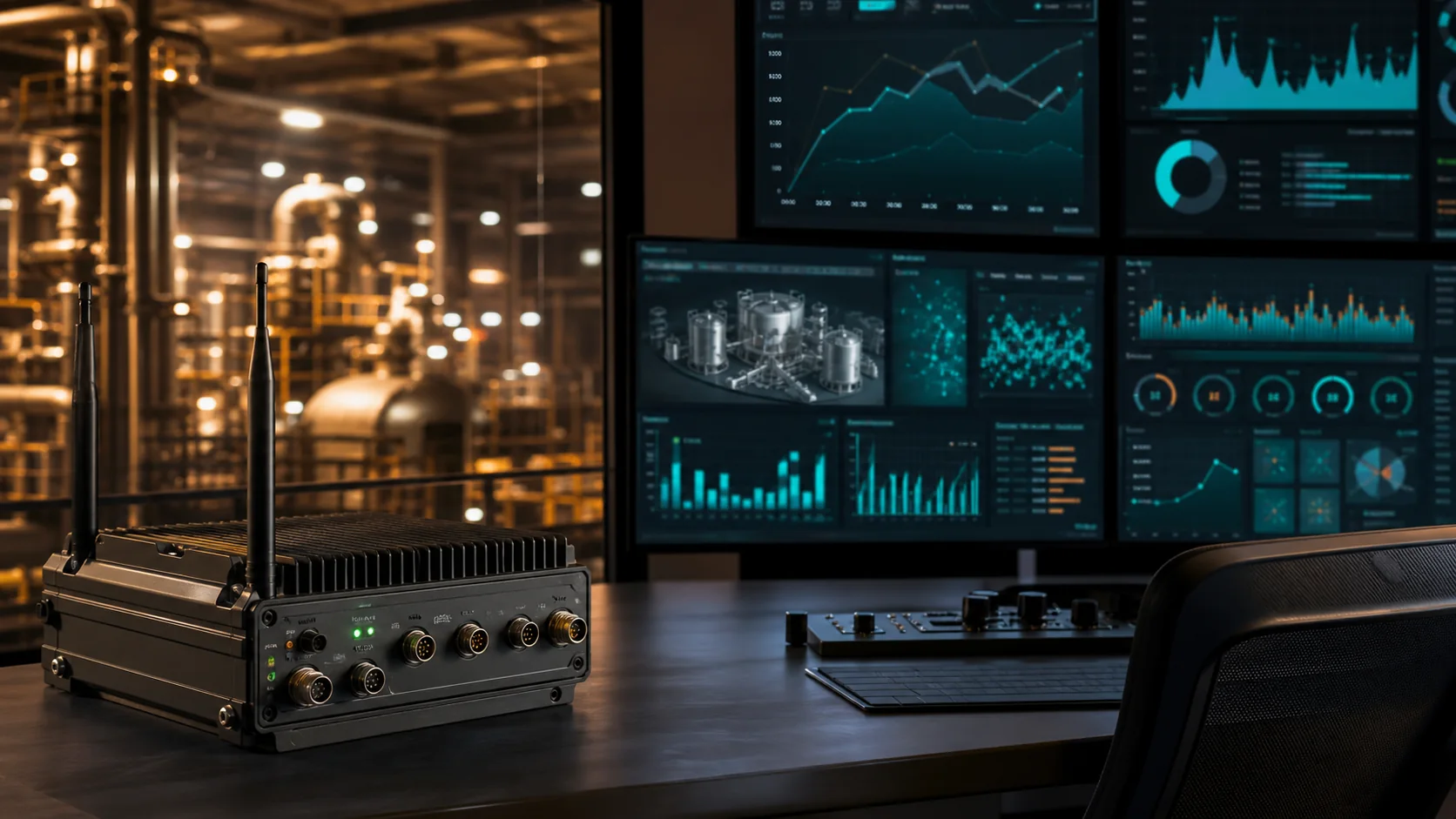 Industrial IoT hardware connected to cloud analytics dashboards