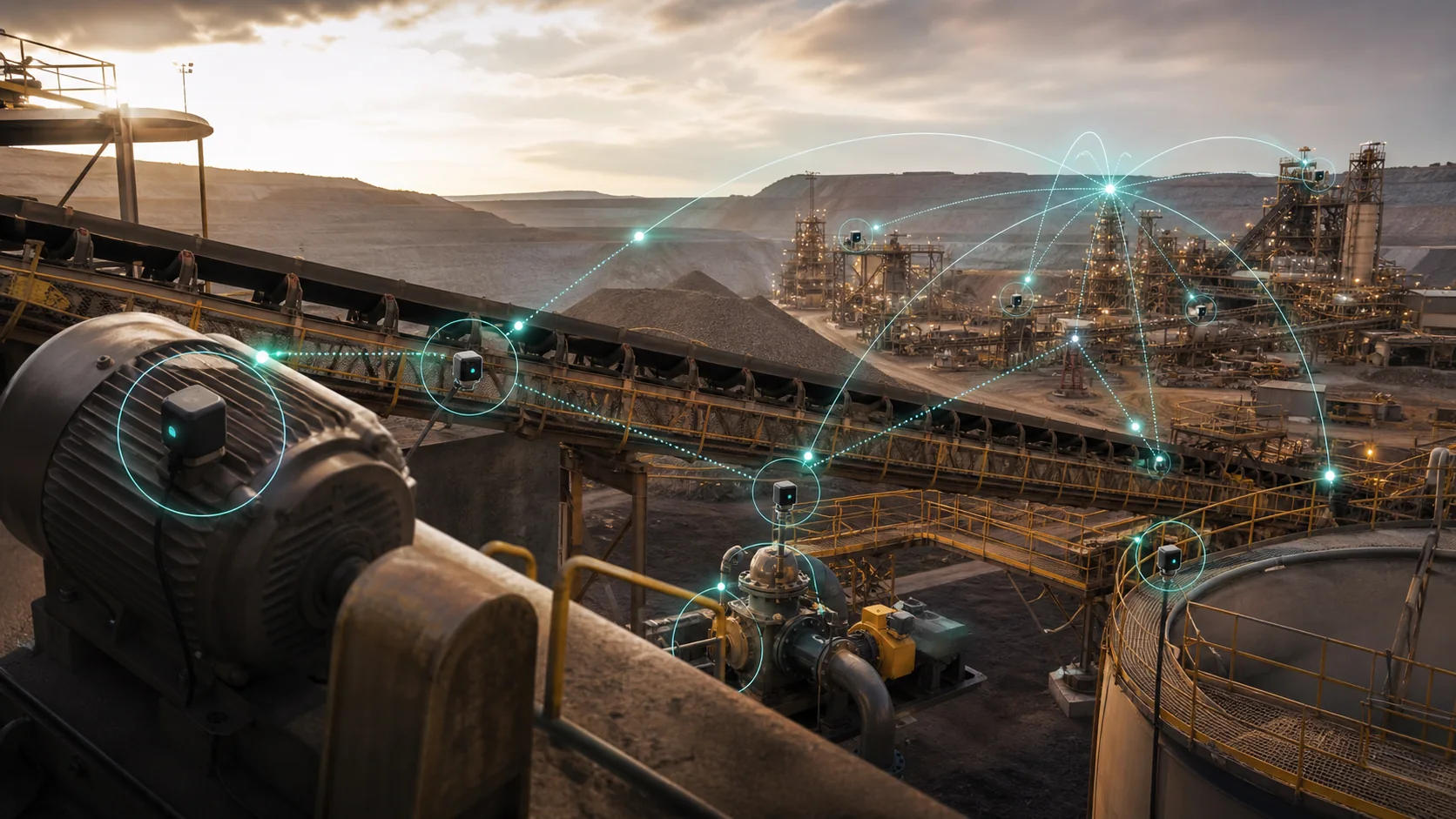 Scalable industrial monitoring network across conveyors and equipment